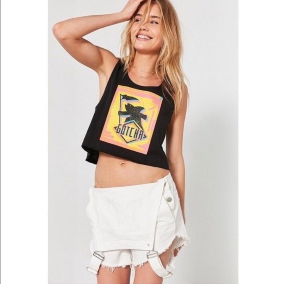 Vintage Gotcha Classic Fishman Black Crop Tank Top